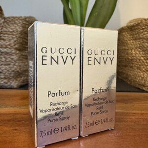 Gucci Envy Parfum recharge purse spray refill 0.25 oz 7.5 ml BNIB - x 2